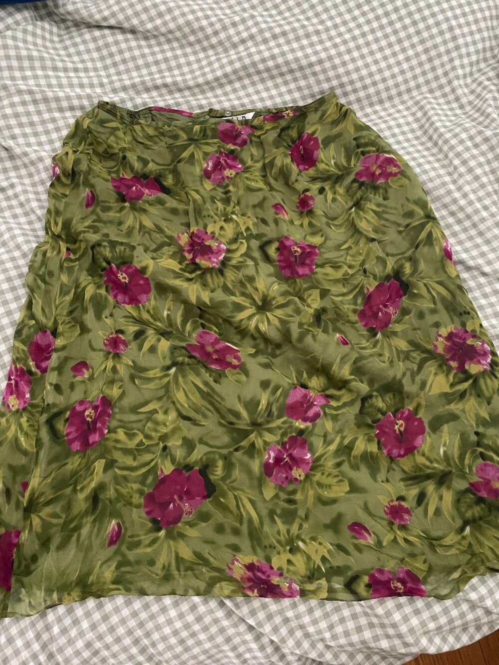 Vintage 100% Silk Floral Skirt - Size 2X
